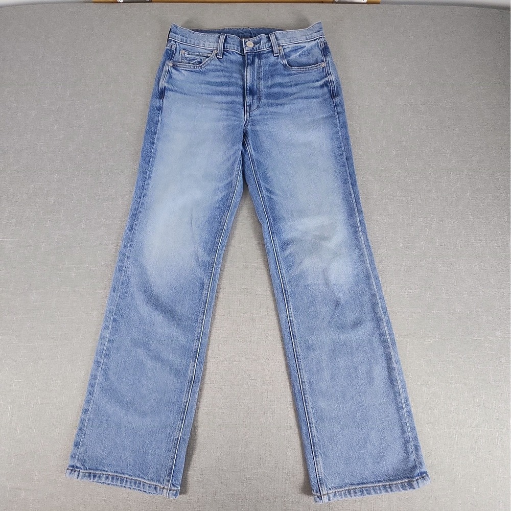 AYR The Roadie Women 30x29 Wide Leg Blue Jeans Light Wash High Rise Whiskers USA
